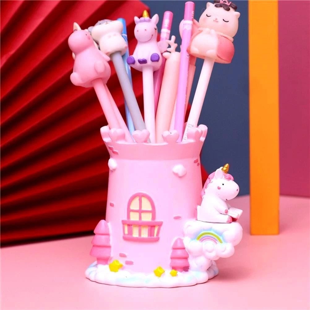Castle Design Resin Pen Holder Organizer For Desktop Storage Scissors Brushes