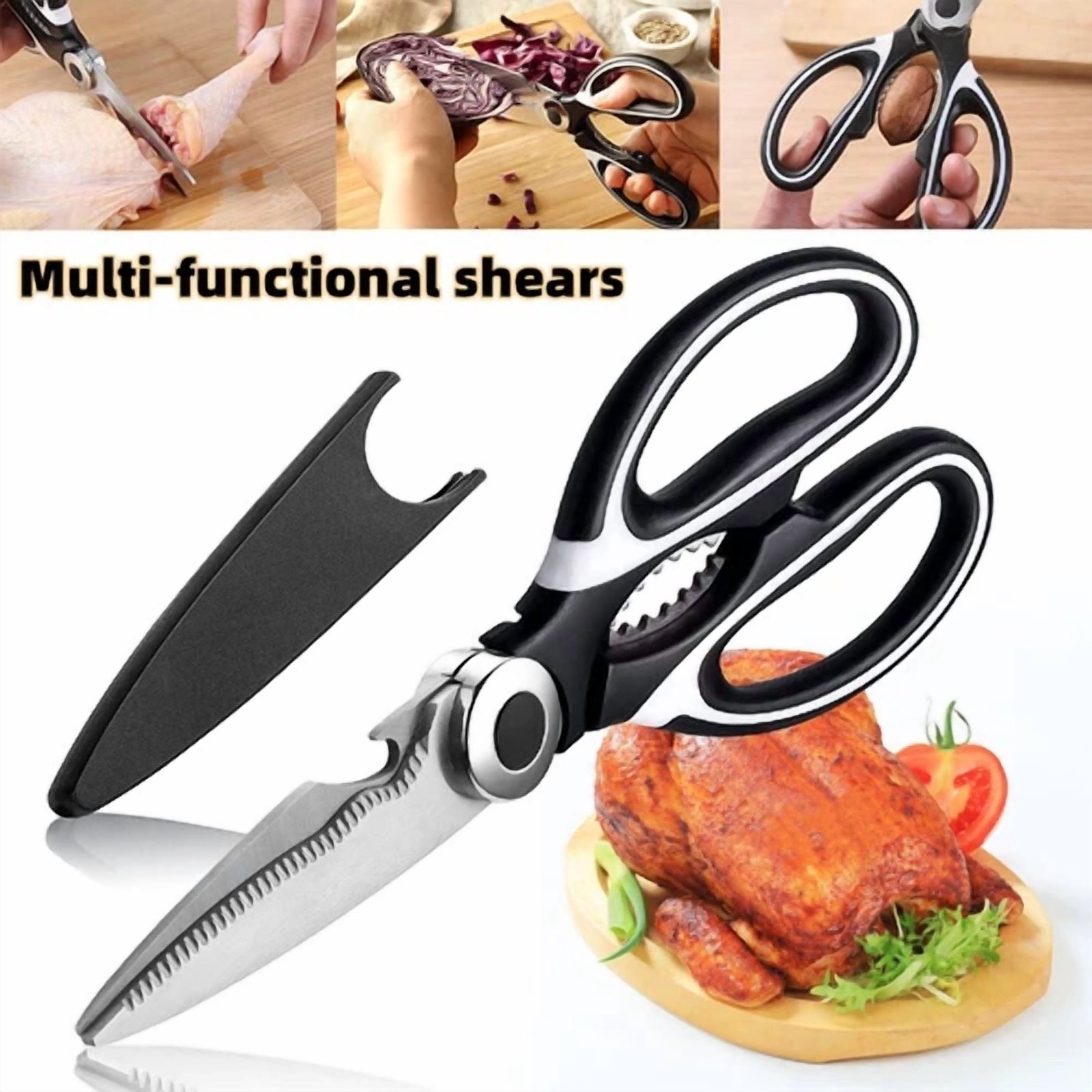 Kitchen Shears Heavy Duty Scissors Meat Fish Chicken Bone Stainless Steel Tool