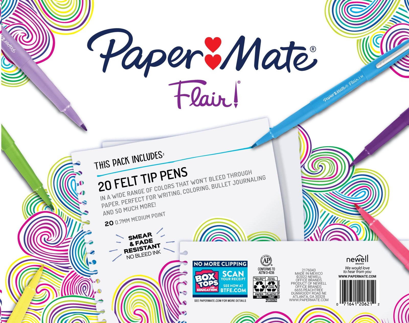 Paper Mate Flair Felt Tip Pens, Medium Point (0.7mm), Assorted Colors, 20 Count - Image 7
