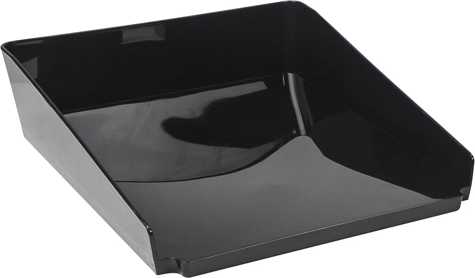 Storex Modern Gloss Letter Tray, 10 X 2.8 X 12.2 Inches, Black, 1 Count